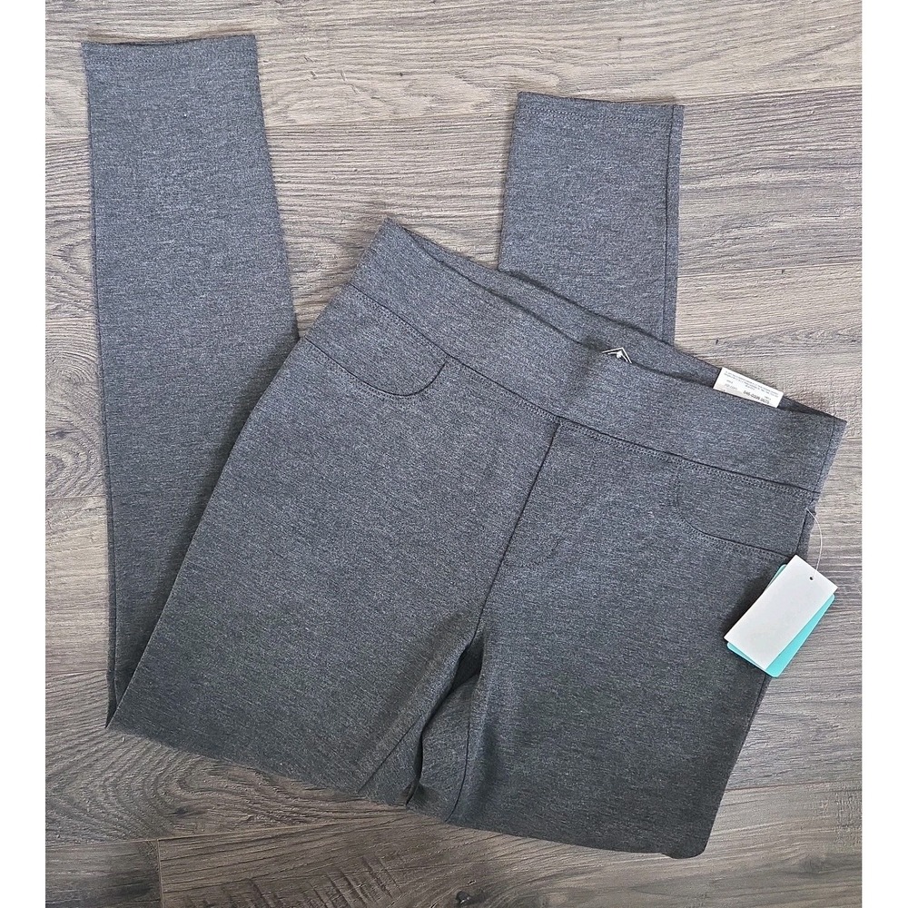 St. John's Bay Skinny Leg Pants Women Medium Gray Mid-Rise Stretch Pull-On New